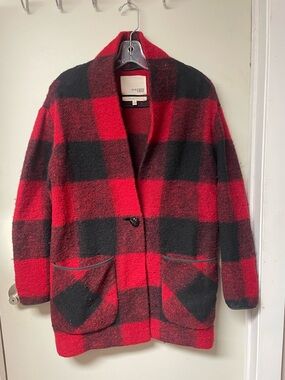 Aritzia Wilfred Red and Black Plaid Wool Jacket Small